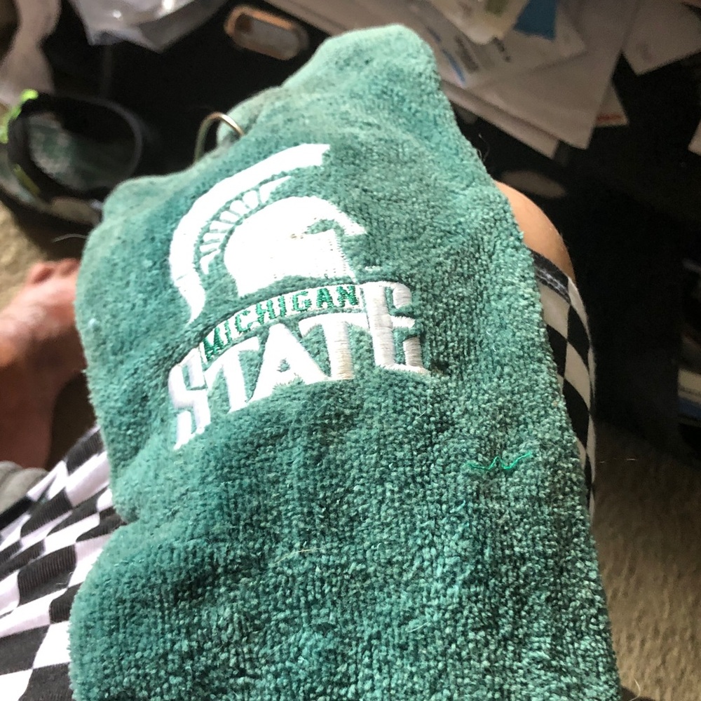 Green Embroidered Logo Bath Towel